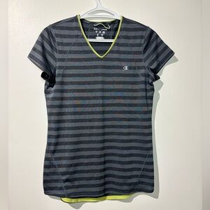 🎉4/30$🎉 Champion Gray and Black Striped Short Sleeve Tee PTP 17in🩶